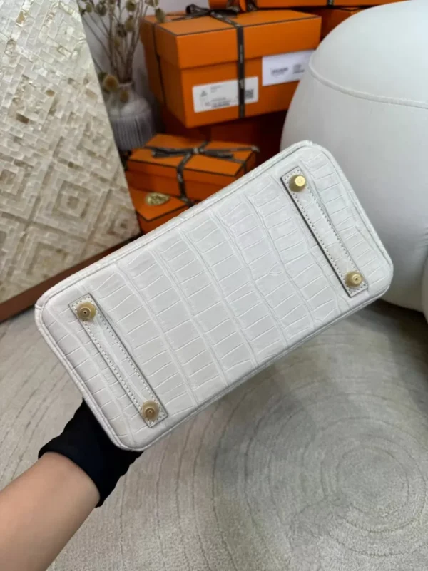 a33e9e296d246ac-jpg Full Handmade HCP Matte Porosus Crocodile Birkin 25CM 8L Beton Gold Hardware