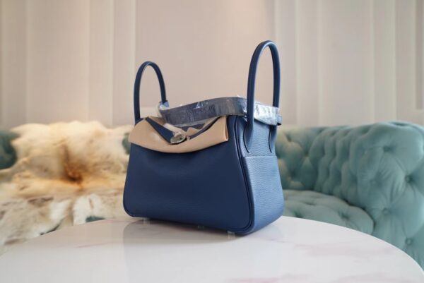 a375422f5ef4377 Discount Hermes Lindy 26CM S4 Deep Blue Clemence Leather Silver Hardware