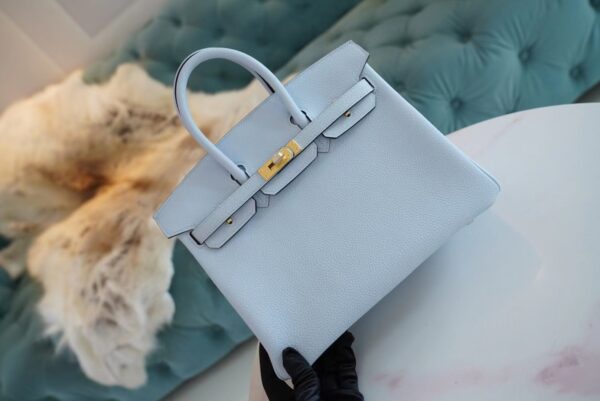 a40530fdf874aef Full Handmade God Factory Bags Hermes Birkin 25CM T0 Blue Brume Togo Leather Gold Hardware