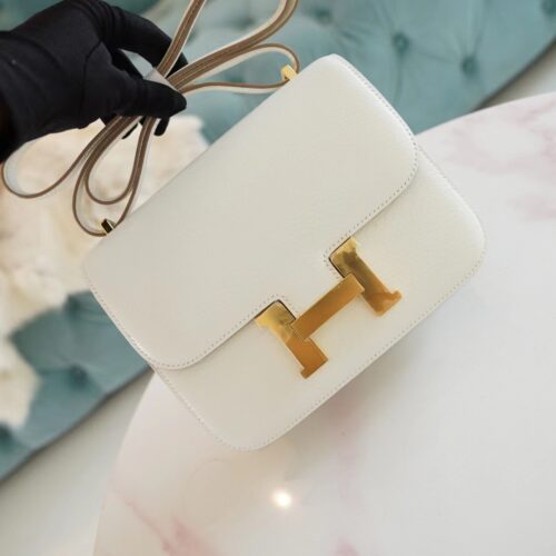 Handmade Hermes Constance 19CM Chevre 0T Mushroom/ 4B Biscuit Gold Hardware