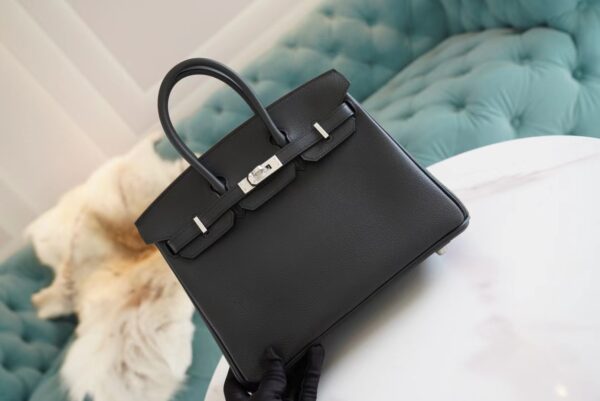 a4ef052aed0661e Full Handmade Hermes CK89 Black Togo Leather Birkin25CM Tote Bag Silver Hardware