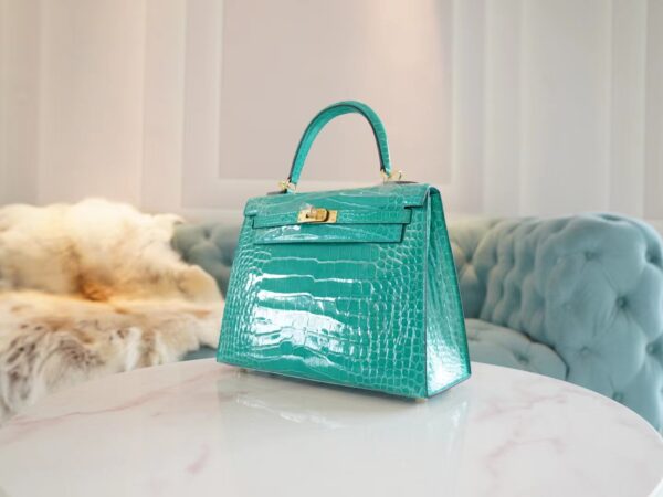 a50bc87463baa1e God Factory Bags Hermes Kelly Sellier 25CM O6 Vert Jade HCP Shiny Alligator Gold Hardware