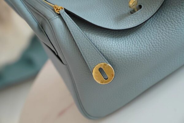 a58403ad43a0404 God Factory Bags Hermes J7 Blue Lin Clemence Lindy 26CM Shoulder Bag Gold Hardware