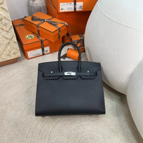 Australia Sydney Birkin Sellier 25CM 89 Noir Epsom Leather Silver Hardware