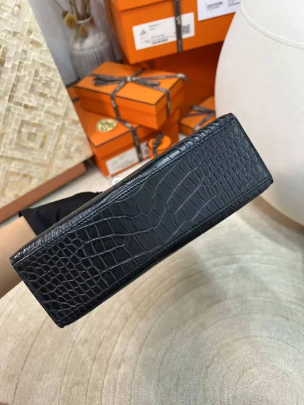 a739393331c280d-jpg Saudi Arabia Riyadh Hermes Kelly Pochette 22cm 89 Noir Matte Alligator Crocodile Silver Hardware