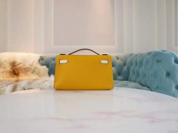 a79a0da33d3ece7 God Factory Bags Hermes 9D Amber & Nata Swift Leather Kelly Pochette22cm Silver Hardware