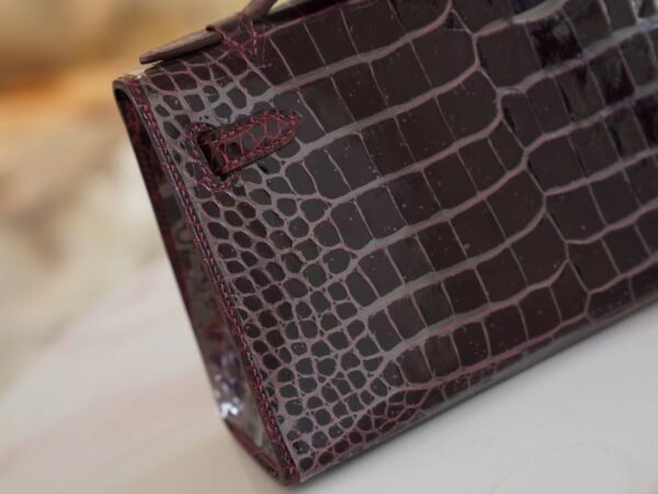 a7ce018ab6a74d6 Hermes Kelly Pochette 22CM Shiny Alligator 57 Bordeaux Silver Hardware