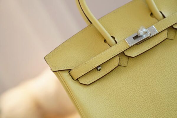a85bd53040b6a23 Full Handmade Hermes Birkin Bag25CM 1Z Jaune Poussin Togo Leather Silver Hardware