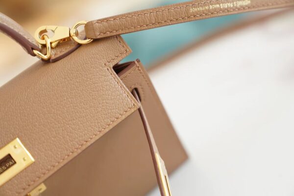 a8678b55d641d80 Full Handmade Hermes Mini Kelly19CM 2J Quebracho Chevre Leather Gold Hardware