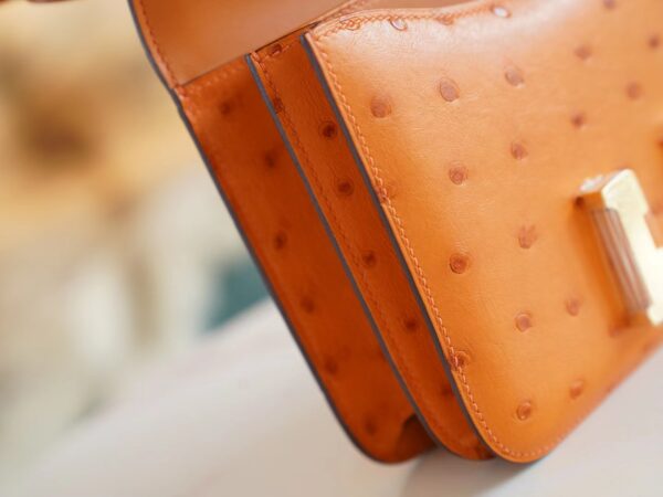 a8d3dd64e57e5bd God Factory Bags Hermes Factory I9 Abricot KK Ostrich Skin Constance19CM Shoulder Bag
