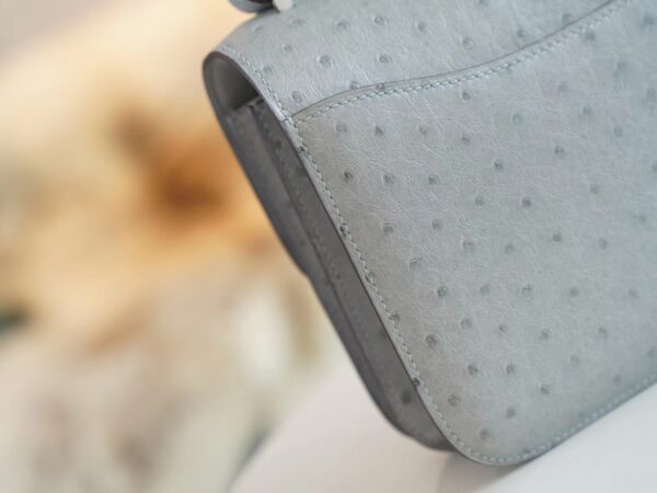 a8eaffad248ca7b God Factory Bags Hermes Constance19CM Shoulder Bag 8U Blue Glacier Ostrich Skin Silver Hardware