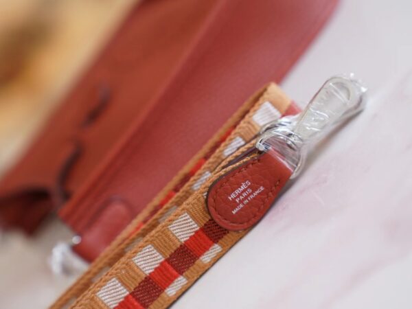 a8ee8b304e47536 God Factory Bags Factory Hermes Clemence Evelyne Mini 16CM 5F Potiron Silver Hardware