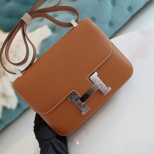 God Factory Bags Hermes CK37 Gold Constance 24CM With Mirror Epsom Silver Hardware