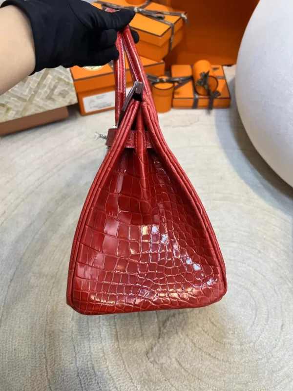 a906e3da19cb9dc-jpg Hermes Shiny Alligator Crocodile Birkin 30CM 95 Braise Silver Hardware