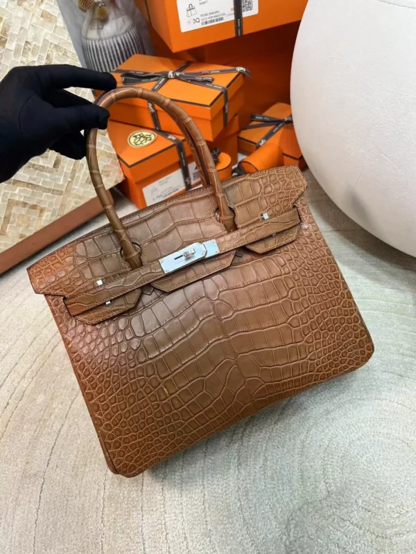 a90a93700a53627-jpg Hong Kong Hermes CK37 Gold Matte Alligator Crocodile Birkin Bag 30CM Silver Hardware