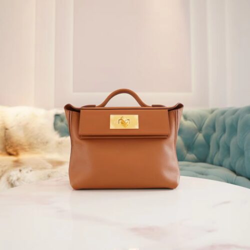Hermes Boutique Mini Kelly 24/24 CK37 Gold Evercolor Leather Women’s Bag