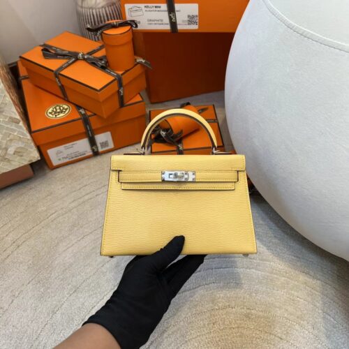 Hong Kong Hermes Mini Kelly 19CM Chevre Leather 1S Foin Silver Hardware