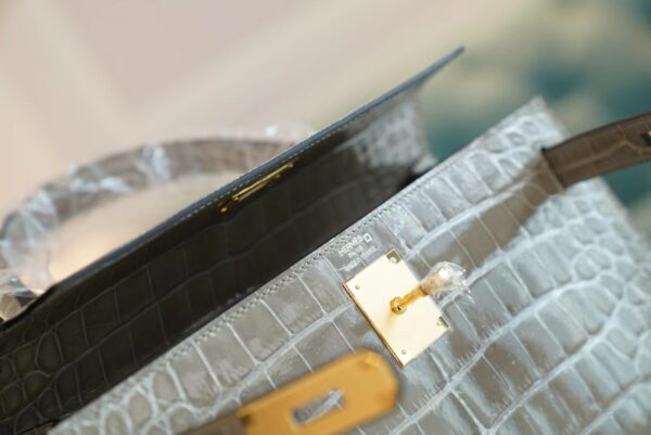 aa0ed70812b97f2 God Factory Bags Hermes CK81 Gris Tourterelle Shiny Aligator Crocodile Kelly28CM Gold Hardware