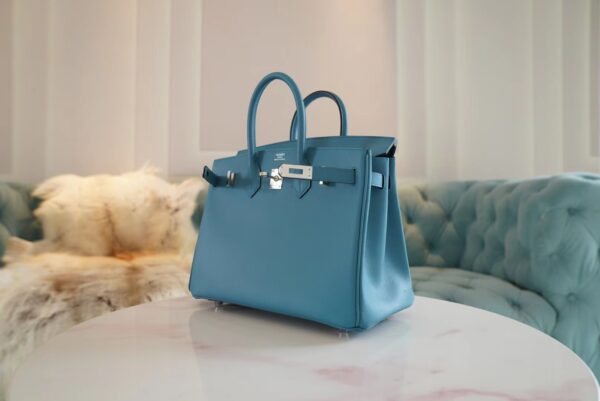 aa12ba930cdc82a Fashion Hermes Birkin 25CM Epsom 7B Turquoise Silver Hardware