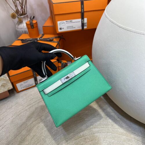 Australia Sydney Hermes Mini Kelly 19CM Epsom 0Z Vert Comics/ 0S Vert Fizz Silver Hardware