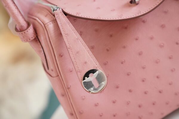 aa5bcdb7e860b39 Full Handmade Hermes 94 Terre Cuite KK Ostrich Leather Lindy 26CM Silver Hardware