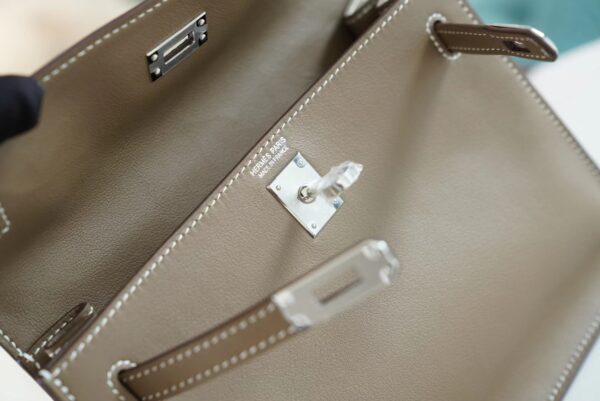aa9d4b899581b5e God Factory Bags Hermes Kelly Danse 22CM CK18 Etoupe Swift Leather Silver Hardware
