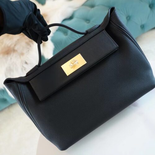 God Factory Bags Hermes Kelly 24/24 29CM CK89 Nior Taurillon Maurice Leather Gold Hardware