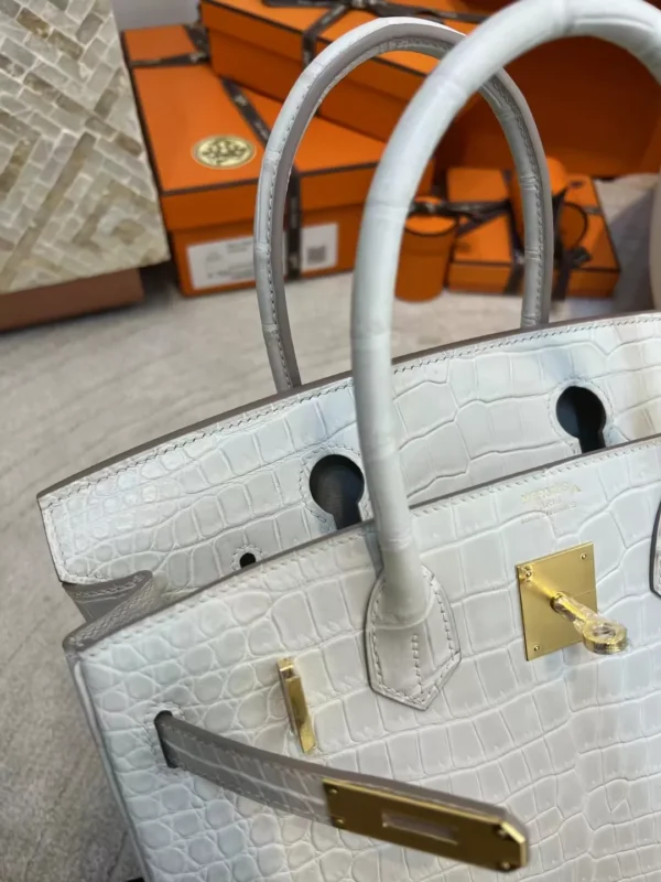 ab9e5d4fad558b8-jpg UK London Hermes Birkin 30CM HCP Matte Porosus Crocodile 8L Beton Gold Hardware