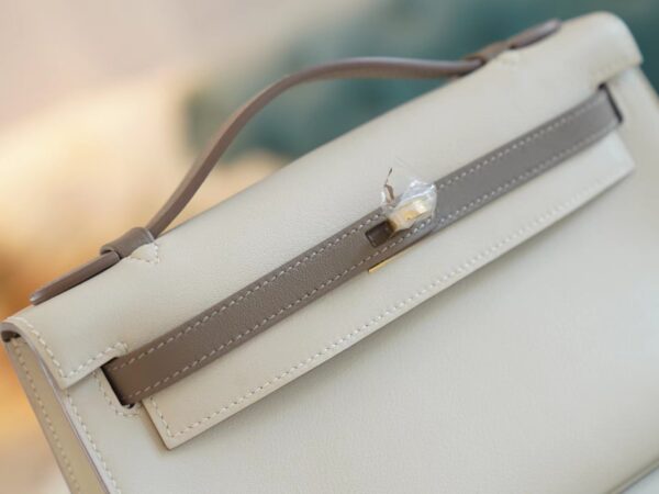 abb316d13a586bc God Factory Bags Factory Hermes Kelly Pochette22cm Craie & Gris Asphalt Swift Leather