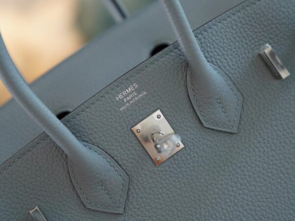 abeffdbb48e10dd New Hermes Birkin 25CM J7 Blue Lin / D0 Beige De Weimer Togo Silver Hardware