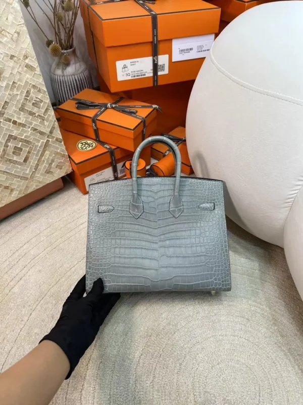 ac6e1cbdf435be4-jpg Hermes Birkin Sellier 25CM Matte Alligator 0W Gris Neve Gold Hardware