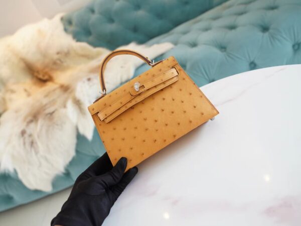 ad10ff139d7e1db Hermes Boutique Tabac-Camel South Africa KK Ostrich Mini Kelly II 19CM