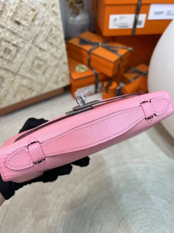 ae830fbde80176f-jpg Handmade Lizard Leather Kelly Pochette 22cm 5P Pink Silver Hardware