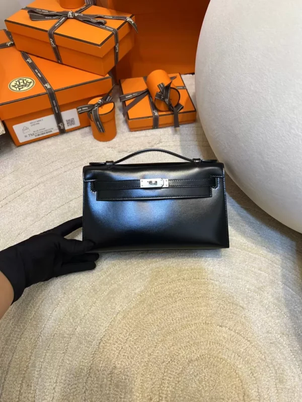 aec5192419bcefa-jpg-1 Hermes Box Leather Kelly Pochette 22cm 89 Noir Silver Hardware