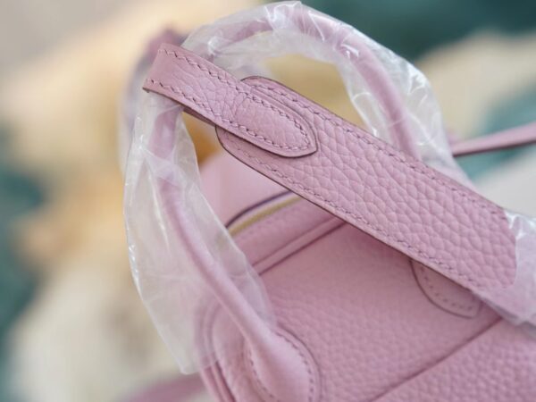 af69da949f8e711 Discount Hermes X9 Mauve Sylyestre Chevre Leather Mini Lindy19CM Gold Hardware