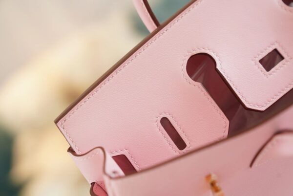 afc6fb359ab0643 Hand Stitch Hermes Birkin Bag25CM 3Q Rose Sakura Swift Leather Gold Hardware