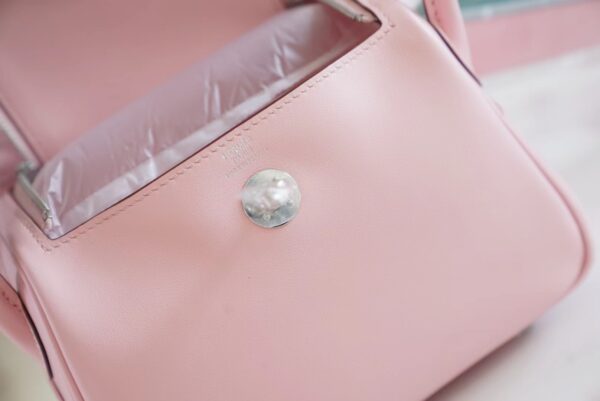 afec074a2e7f9b9 Full Handmade Hermes Mini Lindy19CM 3Q Rose Sakura Swift Leather Silver Hardware