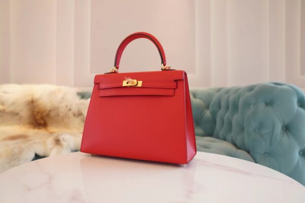 b05754e8e98c11f Wholesale Hermes Kelly 25CM Q5 Rouge Casaque Epsom Leather Gold Hardware