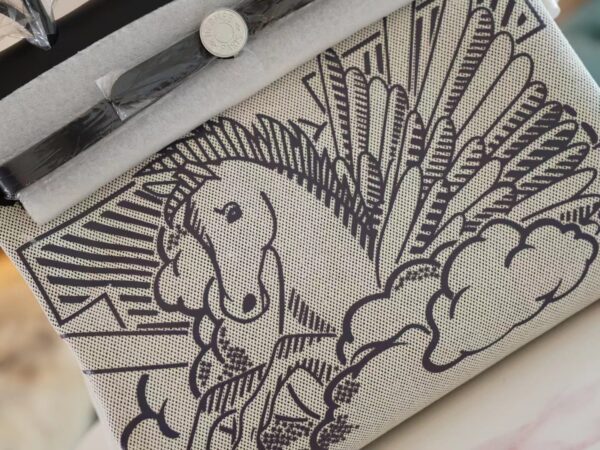 b070205f3547eb3 Handmade Hermes CK89 Nior Barenia/ Beige Canvas Herbag 31CM Silver Hardware
