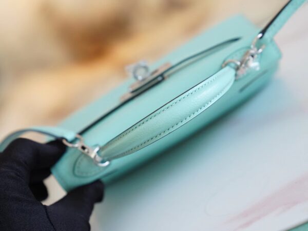 b0814871b4f66f0 Discount God Factory Bags Hermes Aqua Chevre Leather Mini kelly Two19CM Silver Hardware