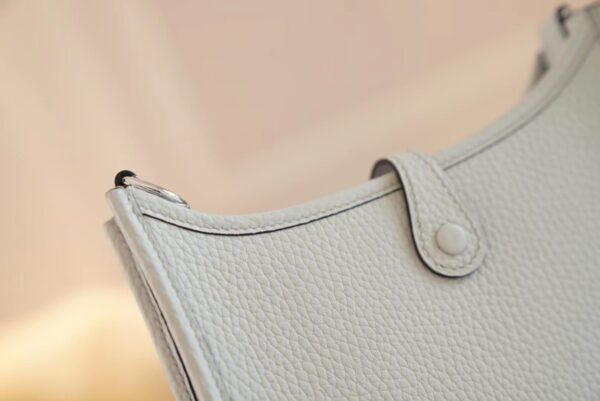 b0c3e7c32cd50bf Sale Hermes 08 Blue Brume Clemence Leather Mini Evelyne 16CM Silver Hardware