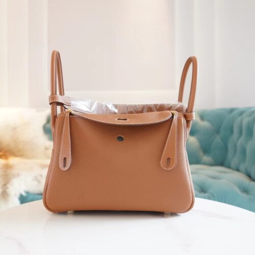 Hand Stitch Hermes CK37 Gold Clemence Leather Lindy Bag26CM Gold Hardware
