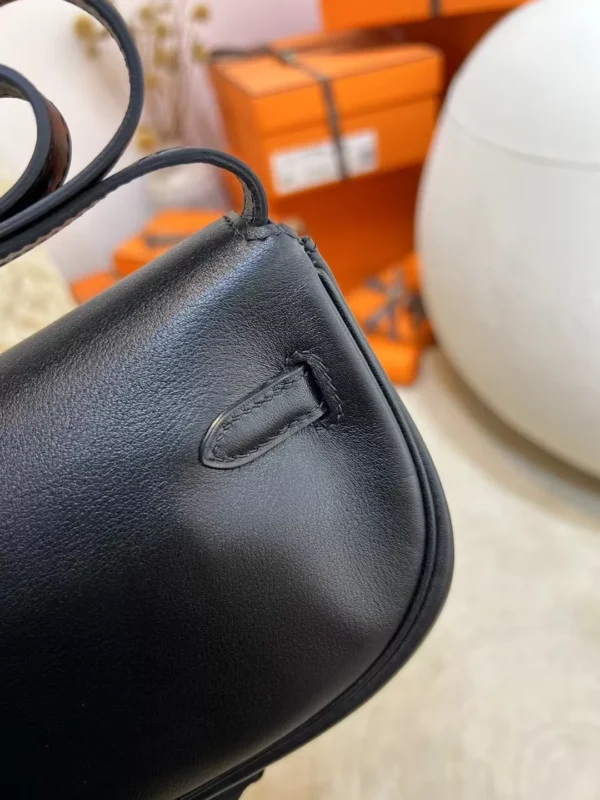 b150be4cb1b0525-jpg Full Handmade 89 Noir Swift Leather Kelly Moove Waist Bag Silver Hardware