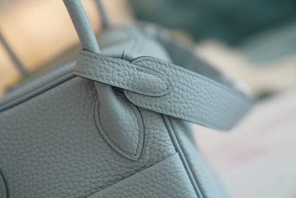 b1a6d2efc5853c6 God Factory Bags Hermes J7 Blue Lin Clemence Lindy 26CM Shoulder Bag Gold Hardware