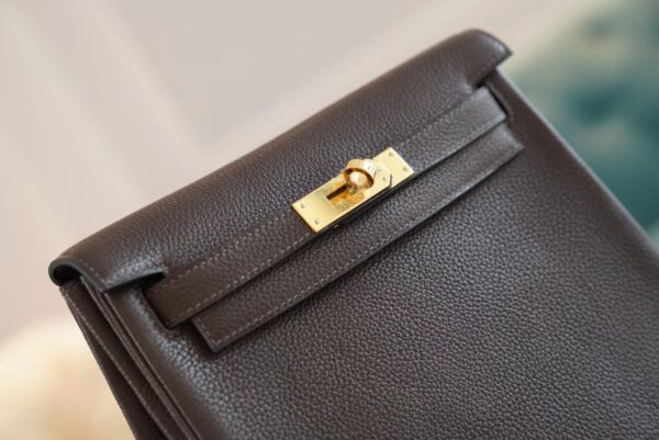 b1b10cd9d63dca8 Full Handmade Hermes Kelly Ado 22cm Backpack 46 Ebene Barenia Faubourg Gold Hardware