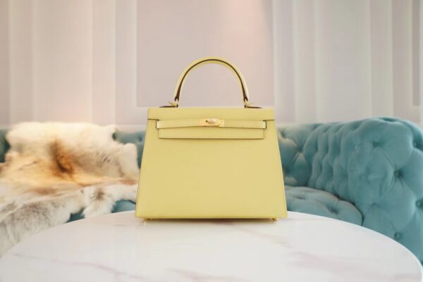 b1fb9b0a19eb766-1 Hand Stitch Hermes Kelly Bag25CM 1Z Joune Poussin Epsom Leather Gold Hardware