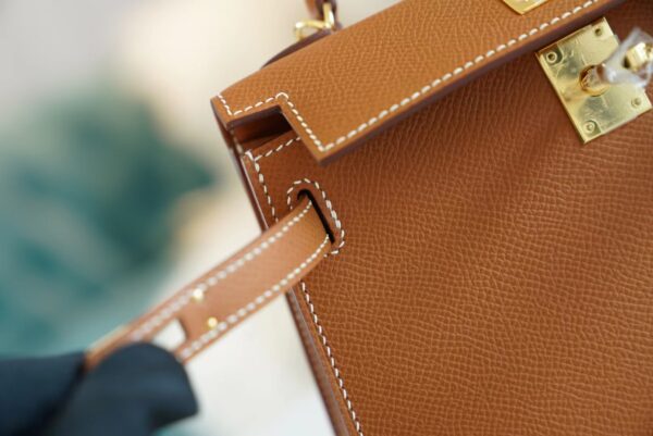 b21435950b4627d Full Handmade Hermes Mini Kelly19CM CK37 Gold Epsom Leather Gold Hardware