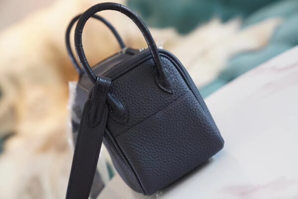 b31c51ac4a98654 God Factory Bags Hermes 2Z Blue Nuit Clemence Leather Mini Lindy Touch19CM