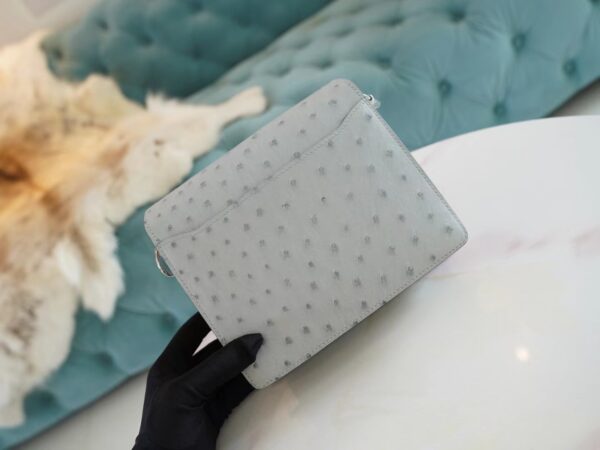 b35bde73cf33781 Discount Hermes Roulis Mini18cm 8U Blue Glacier South Africa KK Ostrich Leather