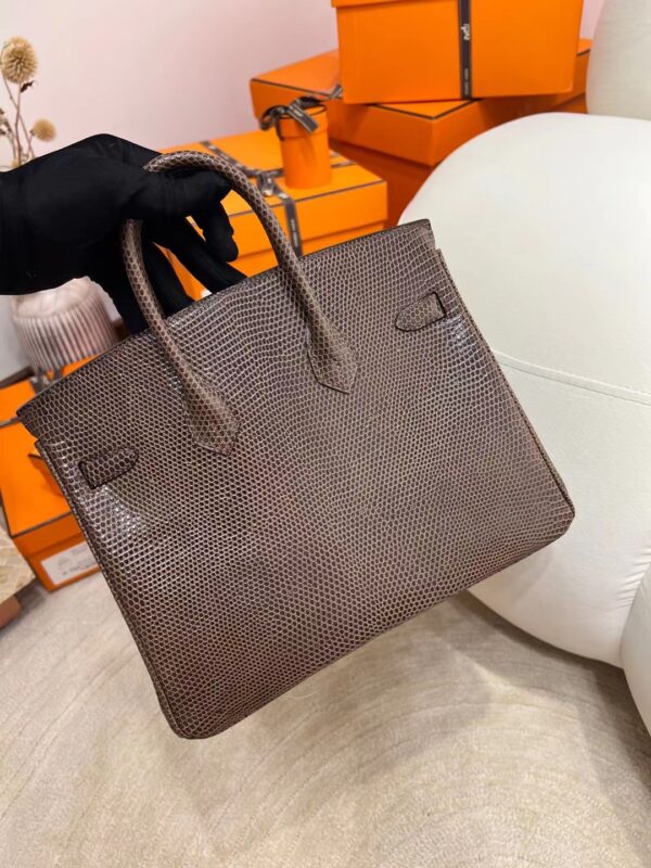 b401d7afc6f41d0 Full Handmade Hermes Birkin 25CM Lizard Leather Coffee Silver Hardware